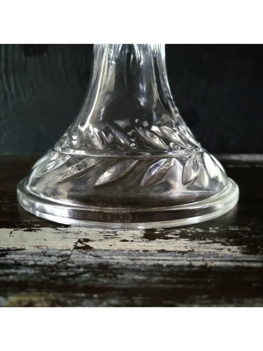 Vintage Indiana Laurel Pattern Glass Cake Stand With Pedestal and Rum Well